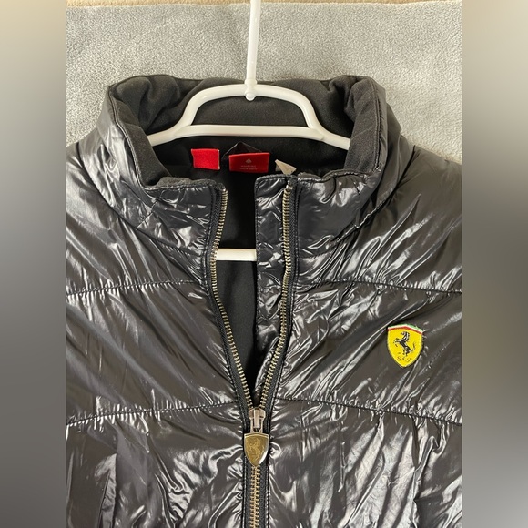 Puma Ferrari Light Puffer Zip Jacket Logo Nylon Black Official Product Womens XL - Picture 2 of 15